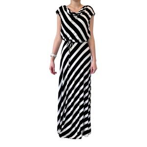 Calvin Klein Black & White Striped Maxi Dress